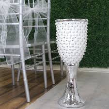 24 Diamonds And Pearl Studded Mosaic Mirror Floor Vase Wedding Centerpiece Efavormart Mosaic Mirror Floor Vase Mosaic Vase