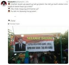 Majelis jemaat gpib imanuel cimahi mengucapkan selamat datang, selamat beribadah. Spanduk Sambutan Kepala Desa Jadi Sorotan Selipannya Bikin Ngakak Suara Com Line Today