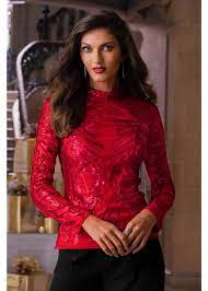 Knit tops at boston proper are designed in a wide selection of styles, lengths, colors and prints. Red Sequin Long Sleeve Top By Boston Proper Today S Fashion Item