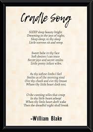 Cradle Song Poem By William Blake Printable Poetry Wall Art Blake Poetry Romantic Poems Real Friendship Quotes