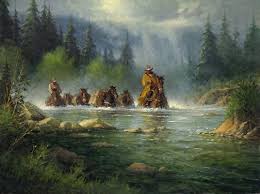 Spring River Crossing G Harvey Western Art Western Art Western Artwork Western Artist