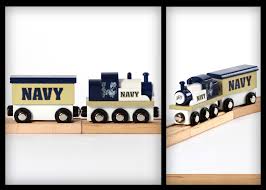 Naval Academy Wooden Engine And Boxcar Compatible With Thomas And Brio Wooden Train Sets Wooden Train Set Go Navy Wooden Train