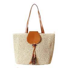 Akris ai small woven top handle tote bag details akris ai tote bag in woven calf leather. Straw Tote Bag With Zipper Leather Handle Woven Tote Bag Beach Totes