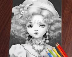 23 Victorian Dolls Girls Coloring Book, Adults + kids- Download