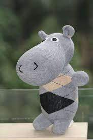 Handmade Large Hippo Stuffed Animal Toys Little Girl Gift Sock Doll Stuffed Animal Dolls Home Decor Sock Doll Sock Animals Sock Animals Patterns