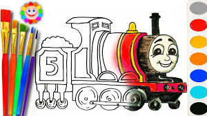 Thomas the train coloring pages james. Coloring With Thomas And Fiends How To Draw James The Red Engine Learning Coloring Page Little Kinder Club Coloring For Kids Thewikihow