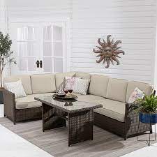 Furniture (1606) living room (627) dining room (347) dining sets (50) gathering sets (25) dining tables (34) gathering tables (19) dining chairs and benches (64) gathering and bar stools (93) bars and wine cabinets (5) sideboards and cabinets (59) kitchen organization (3) bedroom (335) kids room and nursery (93) entertainment (105) Shop Now For The Better Homes Gardens Mayers Bay 5 Piece Sectional Dining Set With Tan Cushions Accuweather Shop
