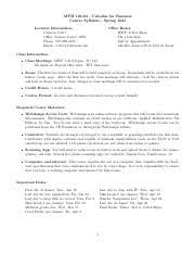 Calculus for Business: Course Syllabus & Policies