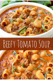 Beefy Tomato Soup Beefy Tomato Soup Recipe Tomato Soup Recipes Easy Soup Recipes