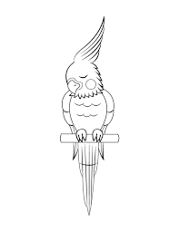 Bird coloring pages for preschool, kindergarten and elementary school children to print and color. Printable Sleeping Cockatiel Coloring Page