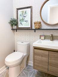 Wallpapered Boho Modern Powder Room Radiant Home Studio