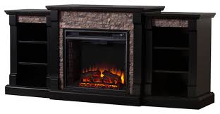 The stones are authentically textured with a simulated stacked stone surround. Freidrich Faux Stone Electric Fireplace With Bookcases Traditional Indoor Fireplaces By Sei Houzz