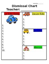Dismissal Chart By Missfittcreations Teachers Pay Teachers
