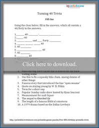 There are several versions of trivia answer sheets that can be downloaded completely free of charge. Free 40th Birthday Printable Trivia Lovetoknow