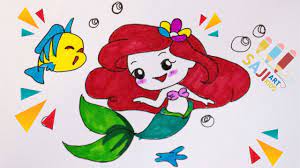 วาดร ปเจ าหญ งแอเร ยล วาดร ประบายส เมจ ก how to draw disney princess