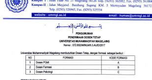 Suggestions will appear below the field as you type. Lowongan Dosen Universitas Muhammadiyah Magelang Tahun 2017 Lowongan Kerja Dan Rekrutmen Bulan Mei 2021