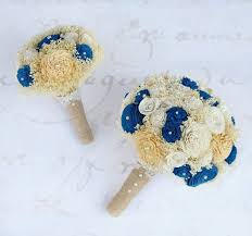 Bridal royal blue and gold wedding bouquets. Royal Blue Gold Wedding Flowers Wedding Bouquet Bridal Bouquet Sola Wood Dried Flower L Wedding Flower Guide Blue Gold Wedding Wedding Bridesmaid Bouquets