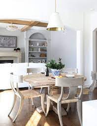 Client Spotlight Park Oak The Goodman Medium Hanging Light Is A Simple Yet Sophistic Transitional Dining Room Living Room Furniture Layout Oak Dining Room