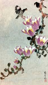 chen mu yu 陳牧雨 木蘭八哥 chinese painting flowers chinese art painting flower painting