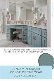 Aegean Teal Benjamin Moore S Color Of The Year 2021 According To Lilu In 2021 Colorful Kitchen Decor Benjamin Moore Colors Teal Cabinets