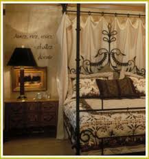 Cotton and linen textiles should dominate. Wrought Iron Bed Idea French Lettering Idea