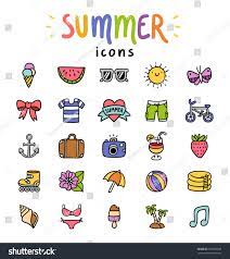 Set Of 25 Vector Summer Icons Ad Ad Set Vector Icons Summer Summer Icon Icon Sketch Book