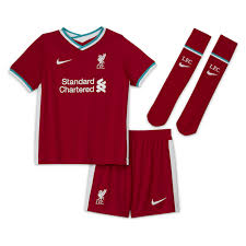 Added to them is a pop of red in the nike logo, the liverpool crest, the side panels and a section of the neck, where it is accompanied by a shade of gray described as wolf. Nike Liverpool Fc 2020 21 Home Infant Kit Red Elverys Site