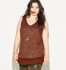 Marled Fringe 2fer Sweater Tank Plus Size Tank Loralette