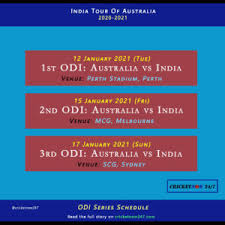 The odi series will take place in pune on march 23, 26, and 28. India Tour Of Australia 2020 21 Full Schedule T20i Test Odi Cricket Now 24 7