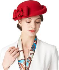 HAOLI Cappello Fedora Vintage per Donna Cappelli con Berretto in Piuma  Cappelli Donna Autunno Inverno (Rosso M (54) : Amazon.it: Moda