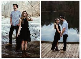 A couple enjoying an outdoor adventure. Beautiful Attractive Stylish Model Couple Pose On Rocks And Dock Near River And Lake Outdoor Adventure Photo Shoot Couple Posing Couple Picture Poses Poses