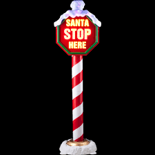 Batteries not included (2 aa). Santa Stop Here Light Up Flashing Sign 1 5m Jtf