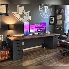 Slide To See Specs Beautiful Gaming Room I Truly Love That Desk Combo From Ikea Karlby Countertop Alex Draw Modernes Homeoffice Buroraumgestaltung Buro Ideen