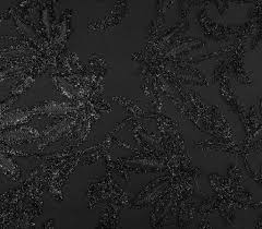 Black Stretch With Shiny Flowers | Wildbird Fabric
