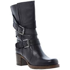 Dune Rocking Buckle Detail Leather Calf Boot Black 4 105 Uah Liked On Polyvore Featuring Shoes Boots Black Biker Boots Boots Calf Boots Women Heel Boots