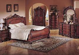 A lot of detail on this beautiful traditional bedroom collection. Deep Cherry Finish Classic Traditional Bedroom W Sleigh Bed