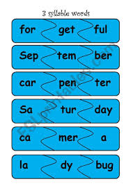 Students will use all basic operator skills you can think of. 3 Syllable Words Puzzles Esl Worksheet By Fleur