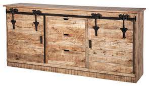 The piece has a matte poly clear coat for protection. Restoration Sideboard With Farmhouse Barn Style Sliding Doors Rustic Buffets And Sideboards By Design Tree Houzz