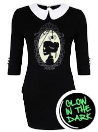 Turn Heads Even In The Dark With This Beautifully Gothic Black Dress From Banned With A White Peter Pan Collar Aga Purple T Shirts Dark Dress Glow In The Dark