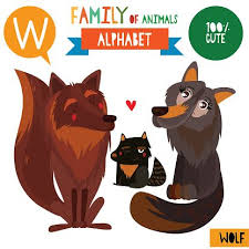 Letter W Mega Big Set Cute Vector Alphabet With Family Of Animals In Cartoon Style Cartoon Styles Animal Alphabet Cartoon
