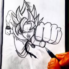 Dragon ball z 3d pencil drawing. Art By Alex Khleif Pencil Sketch Of Goku From Dragon Ball Z In Super Saiyan Form Flying Punching Dragon Ball Z Dragon Ball Pencil Sketch
