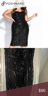 Black Sequined Dress In 2020 Black Sequin Dress City Chic Dresses Dresses