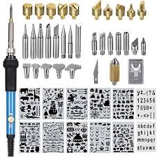 46pcs Wood Burning Kit Creative Woodburner Set With Adjustable Temperature Soldering Pyrography Wood Burning Pen Embossing Carving Soldering Tips Wood Burning Kits Wood Burning Pen Wood Burning Tool