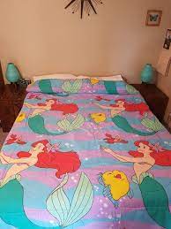 90 S Little Mermaid Comforter Disney Bedding 2 Sided Print The Little Mermaid And Flounder Blanket Flounder Sebastian Ariel Mermaid Comforter Disney Bedding The Little Mermaid