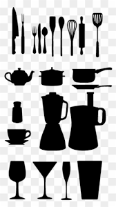 Spoon, plate, fork, knife and cup sign. Kitchen Utensils Silhouette Vector Free Chef Chef Yhome Kitchen Vector Free Transparent Png Clipart Images Download