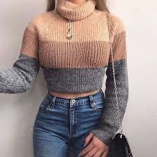 Free Shipping Women S Turtlenecks Sweaters Striped Long Sleeve Knitted Pullovers Jkp3698 Winter Fashion Outfits Cute Casual Outfits Cute Outfits