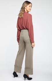 NYDJ Teresa Cuff Wide Leg Jeans in Ripe Olive