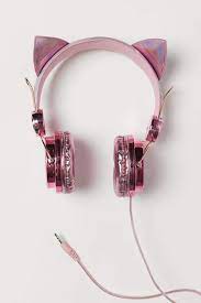 h m on ear headphones pink cute headphones ear jewelry metallic pink