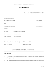 IN THE NATIONAL CONSUMER TRIBUNAL HELD IN CHAMBERS Case number:  NCT/194299/2021/141(1) NCA In the matter between: ELIZABETH MOEK