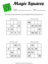 This section includes grid style math logic puzzle worksheets involving addition, subtraction, multiplication and division for different grade and skill levels. Magic Square 4x4 Worksheet